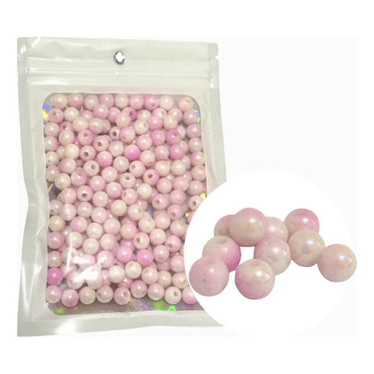 50 Gramos Abalorio Cuencas Separador Bisutería Figuras Bola 8mm Rosa Matizado