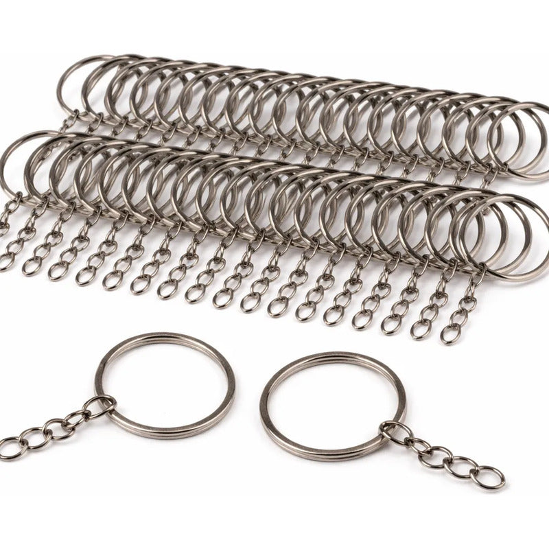1,000 Pack Argollas Para Llavero Con Cadena Metálica Plateado