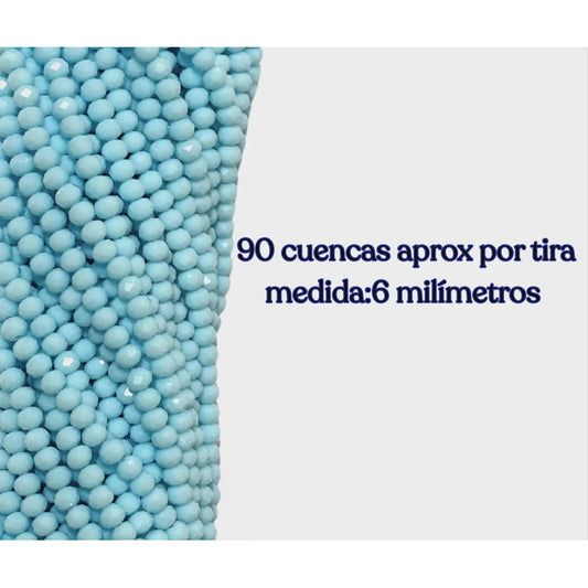 5 Tiras Cristal Checo Facetado 6mm Abalorio Bisutería 450pcs Azul Palido