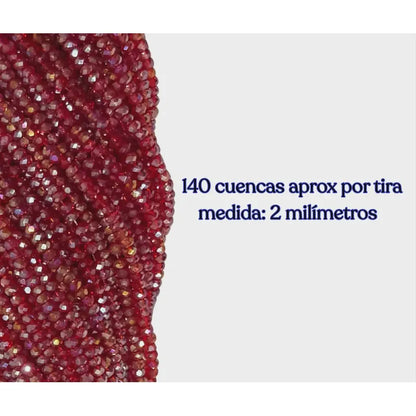 5 Tiras Cristal Checo Facetado 2mm Abalorio Bisutería 700pcs