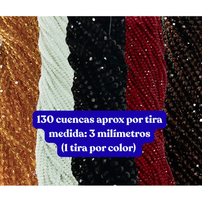 5 Tiras Cristal Checo Facetado 3mm Abalorio Bisutería 650pcs