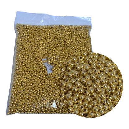 250 Grmos Abalorio Separador Acrílico Cuenca Bisutería Bola 4mm Dorado