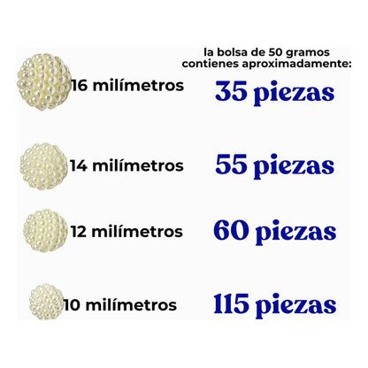 50grms Perla Granulada Abalorio Acrilico Separador Bisuteria Beige 1.2 Cm