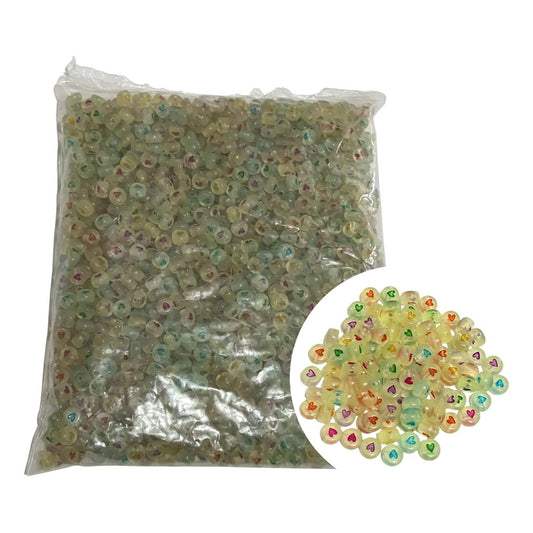 2,000 Pzs Luneta Abecedario Letra Acrílica Pulsera Bisutería Corazón Colores Fosfo