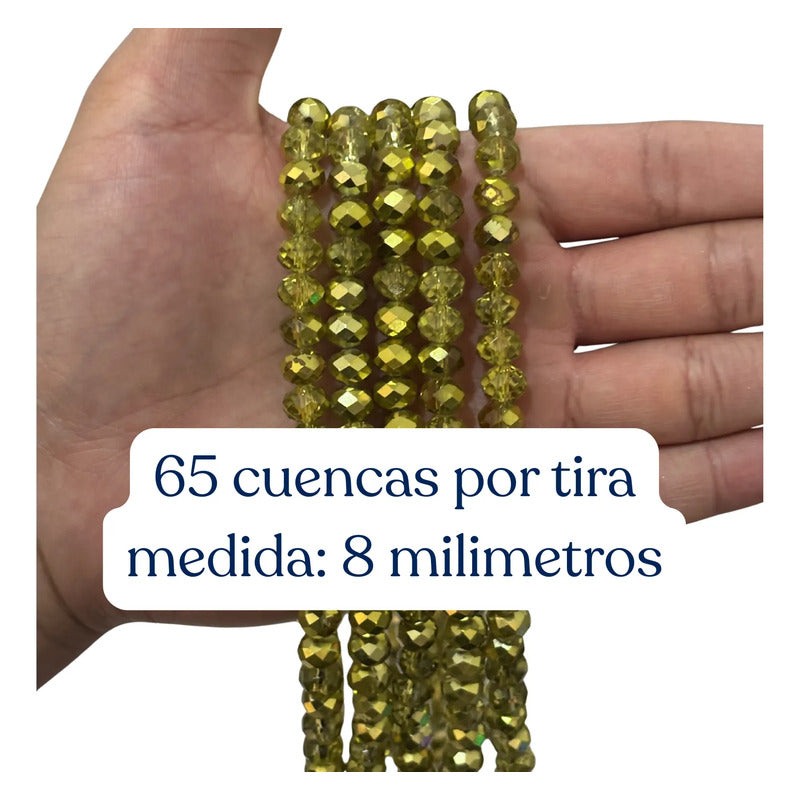 5 Tiras Cristal Checo Facetado 8mm Abalorio Bisutería 325pcs