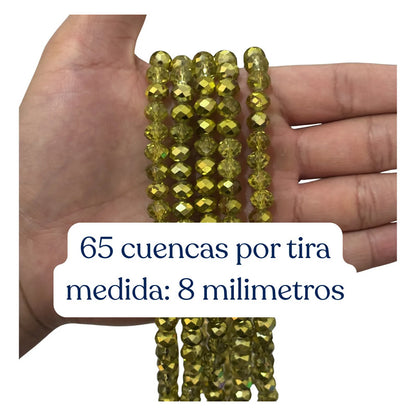 5 Tiras Cristal Checo Facetado 8mm Abalorio Bisutería 325pcs