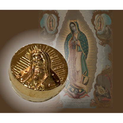 50 Grms Abalorio Separador Con Grabado Virgen De Guadalupe