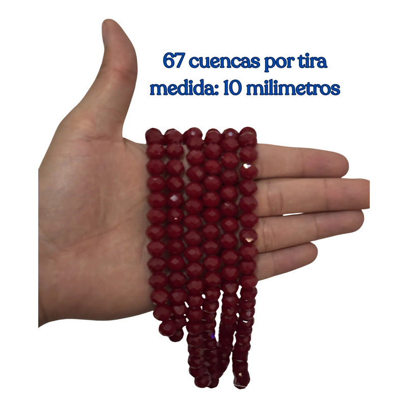 3tiras Cristal Checo Facetado 10mm Abalorio Bisutería 200pcs Rojo Vino