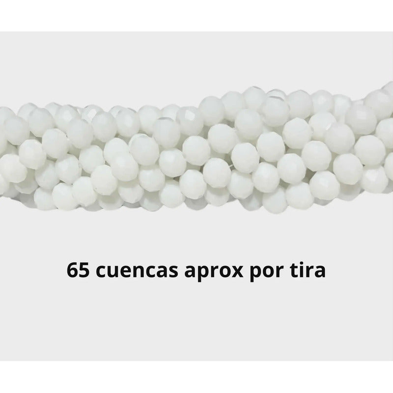 5 Tiras Cristal Checo Facetado 8mm Abalorio Bisutería 325pcs Blanco