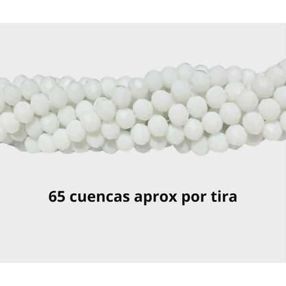 5 Tiras Cristal Checo Facetado 8mm Abalorio Bisutería 325pcs Blanco