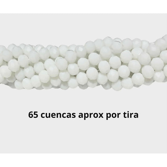 5 Tiras Cristal Checo Facetado 8mm Abalorio Bisutería 325pcs Blanco