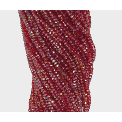 5 Tiras Cristal Checo Facetado 2mm Abalorio Bisutería 700pcs Rojo Transparente Tornasol