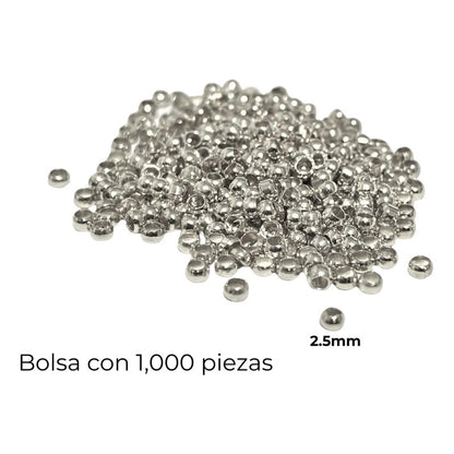 1,000 Pcs Abalorio Grapa/remache Para Bisuteria 2.5mm Plateado 2.5 Mm
