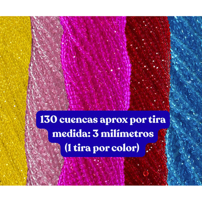 5 Tiras Cristal Checo Facetado 3mm Abalorio Bisutería 650pcs