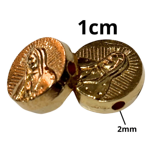 50 Grms Abalorio Separador Con Grabado Virgen De Guadalupe