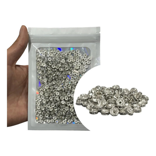 1000 Piezas Abalorio Rondel Separador Incrustación Bisutería Plateado 6 Mm