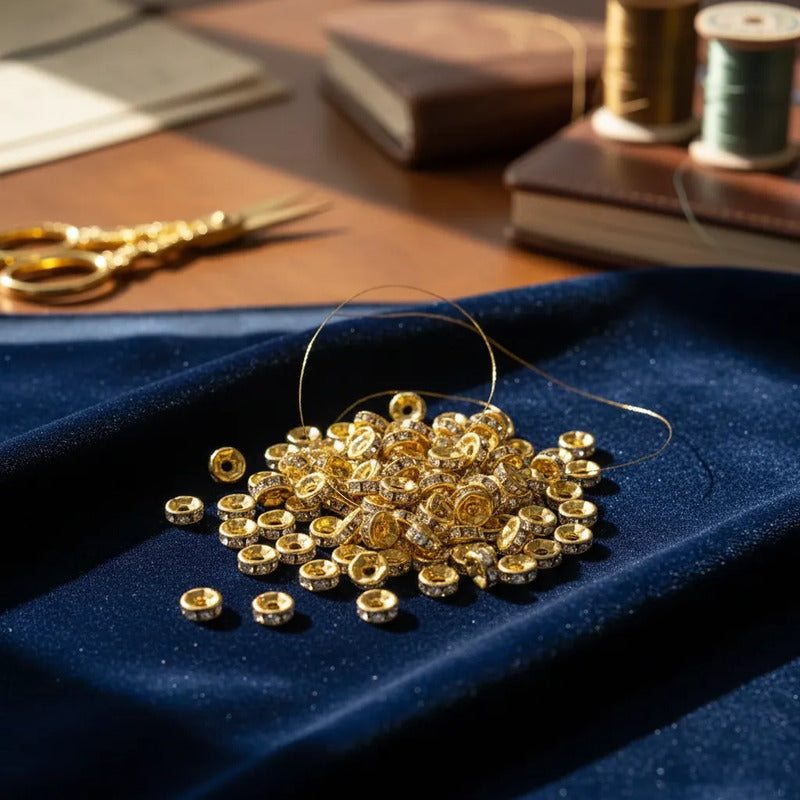 500 Piezas Abalorio Rondel Separador Incrustación Bisutería Dorado 6 Mm