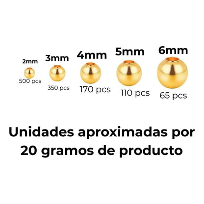 Abalorio Metálico Bola Lisa Separador Para Bisutería 20 Grms