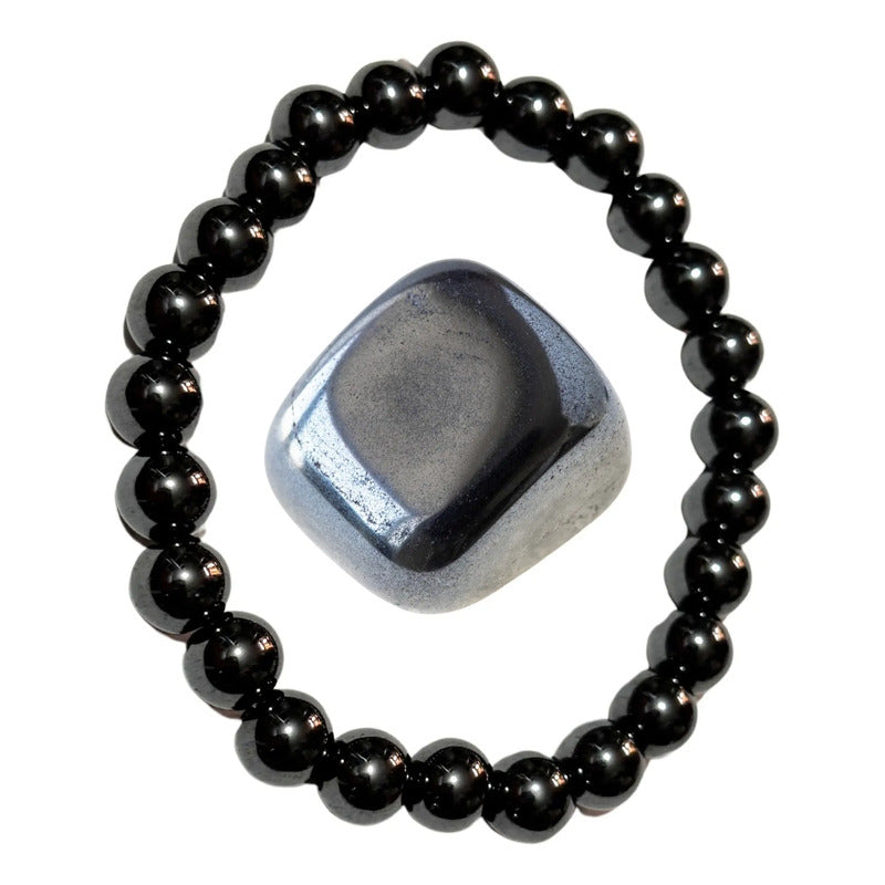 Pulsera Piedra Luna Hematita Paz Confianza Autoestima