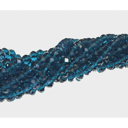 5 Tiras Cristal Checo Facetado 8mm Abalorio Bisutería 325pcs Azul Petróleo