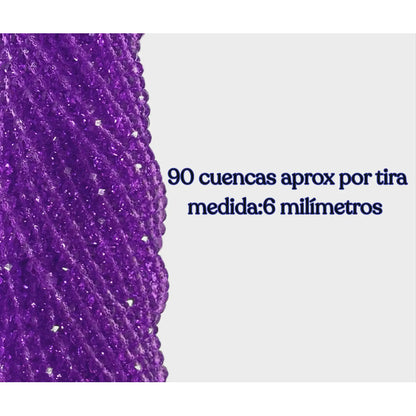 5 Tiras Cristal Checo Facetado 6mm Abalorio Bisutería 450pcs
