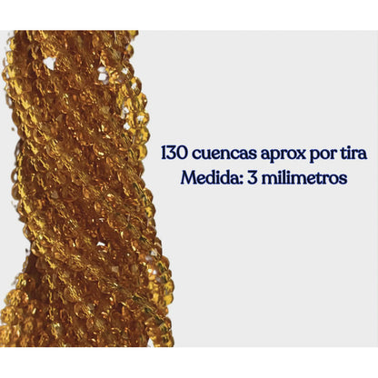 5 Tiras Cristal Checo Facetado 3mm Abalorio Bisutería 650pcs