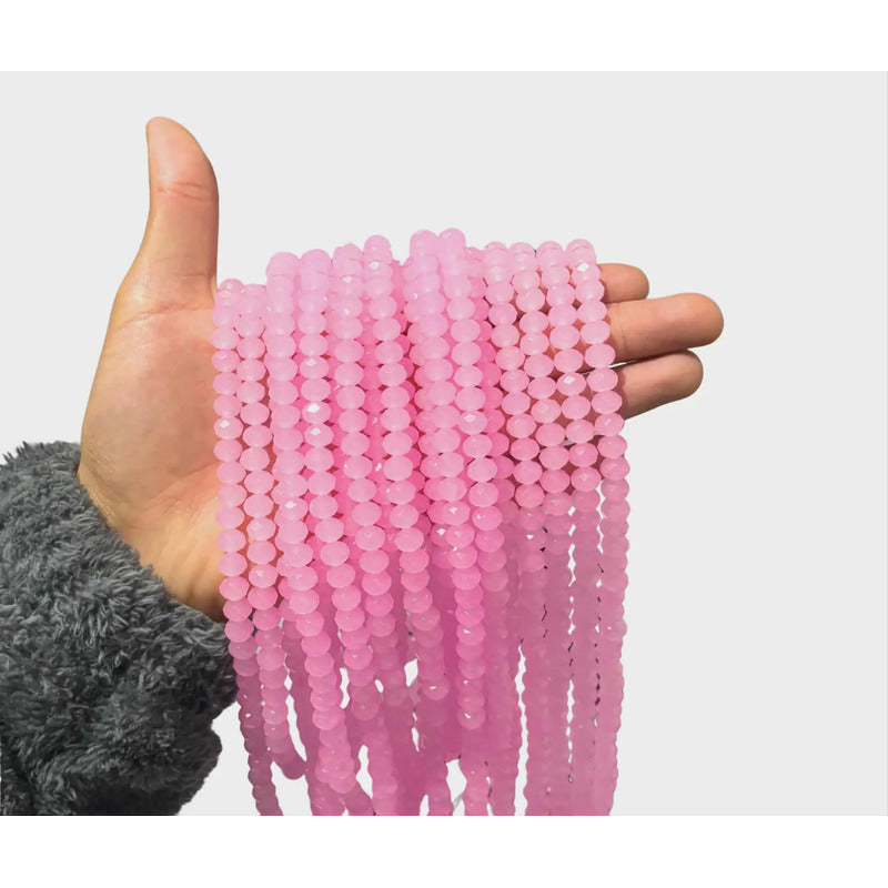 5 Tiras Cristal Checo Facetado 8mm Abalorio Bisutería 325pcs Rosa Pastel