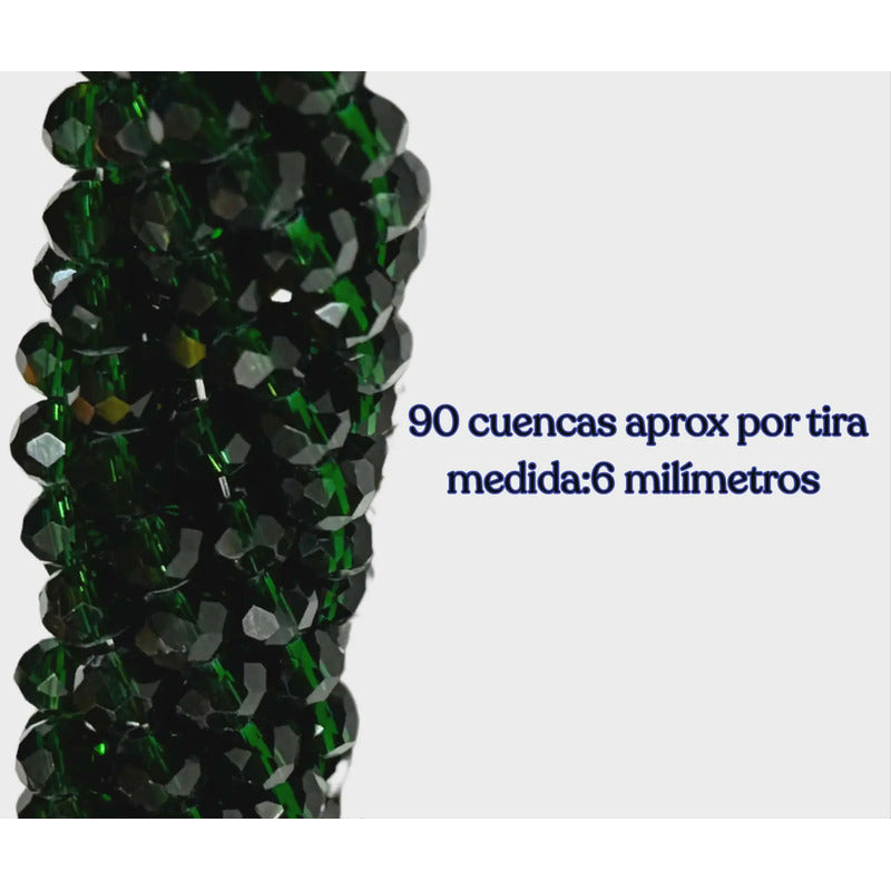 5 Tiras Cristal Checo Facetado 6mm Abalorio Bisutería 450pcs Verde Pino Transparente