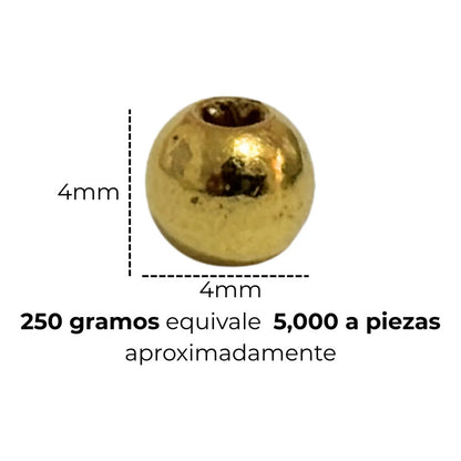 250 Grmos Abalorio Separador Acrílico Cuenca Bisutería Bola 4mm Dorado