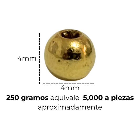 250 Grmos Abalorio Separador Acrílico Cuenca Bisutería Bola 4mm Dorado