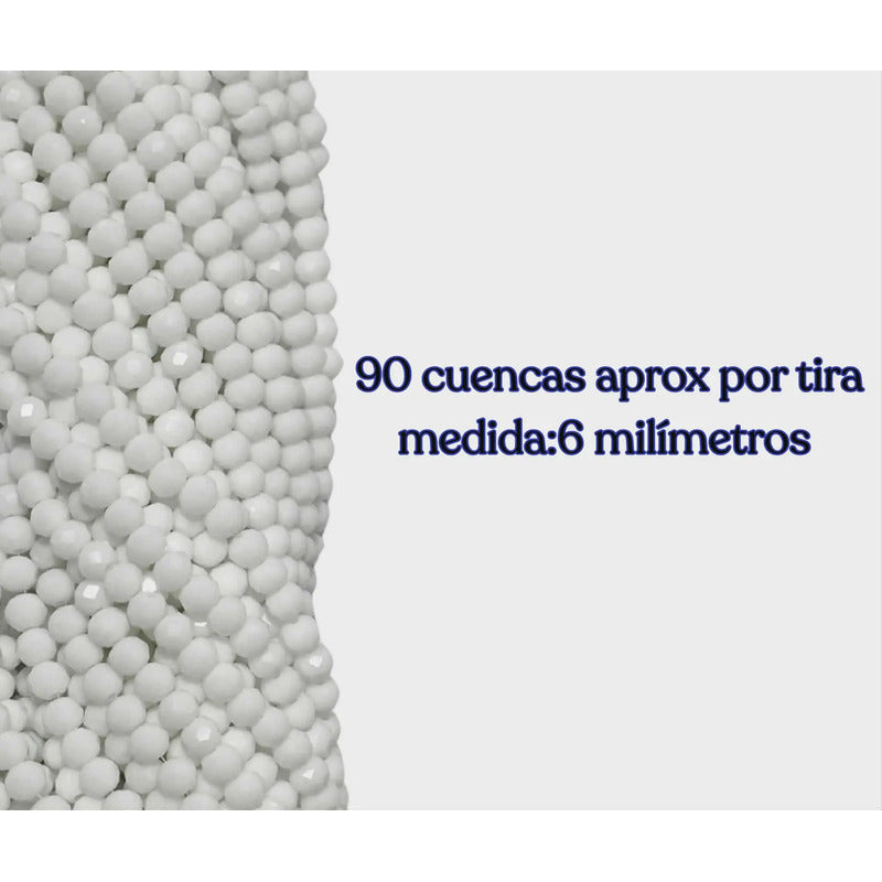 5 Tiras Cristal Checo Facetado 6mm Abalorio Bisutería 450pcs Blanco