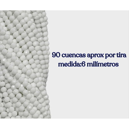 5 Tiras Cristal Checo Facetado 6mm Abalorio Bisutería 450pcs Blanco