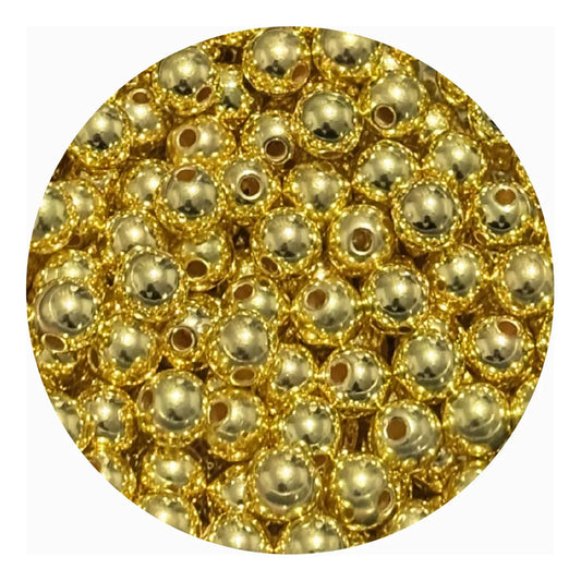 50 Grms Bola Lisa Abalorio Acrilico Separador Bisuteria Dorado 4 Mm