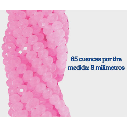 5 Tiras Cristal Checo Facetado 8mm Abalorio Bisutería 325pcs Rosa Pastel