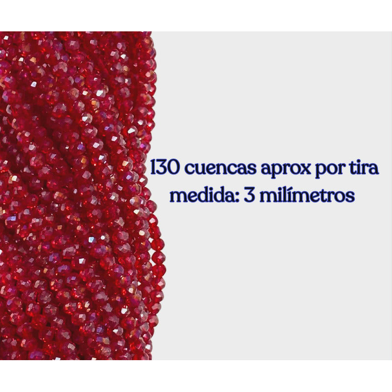 5 Tiras Cristal Checo Facetado 3mm Abalorio Bisutería 650pcs Rojo Transparente Tornasol