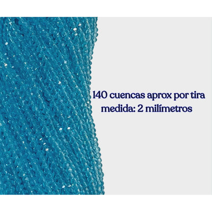 5 Tiras Cristal Checo Facetado 2mm Abalorio Bisutería 700pcs