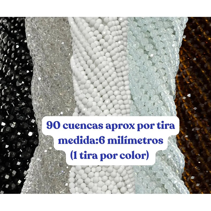 5 Tiras Cristal Checo Facetado 6mm Abalorio Bisutería 450pcs