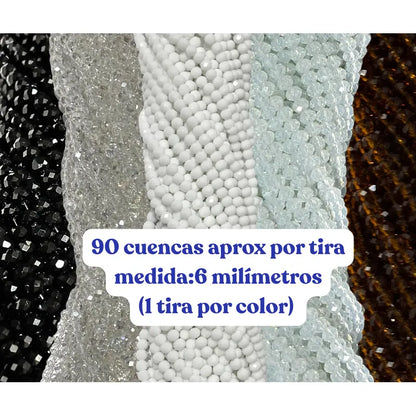 5 Tiras Cristal Checo Facetado 6mm Abalorio Bisutería 450pcs