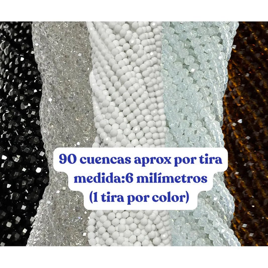 5 Tiras Cristal Checo Facetado 6mm Abalorio Bisutería 450pcs