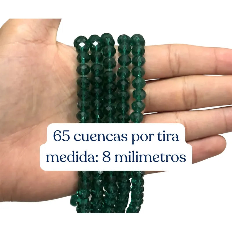 5 Tiras Cristal Checo Facetado 8mm Abalorio Bisutería 325pcs