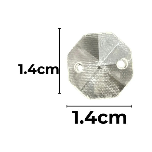 50 Pzs Octagonales De Cristal Cortado De 14mm Transparente