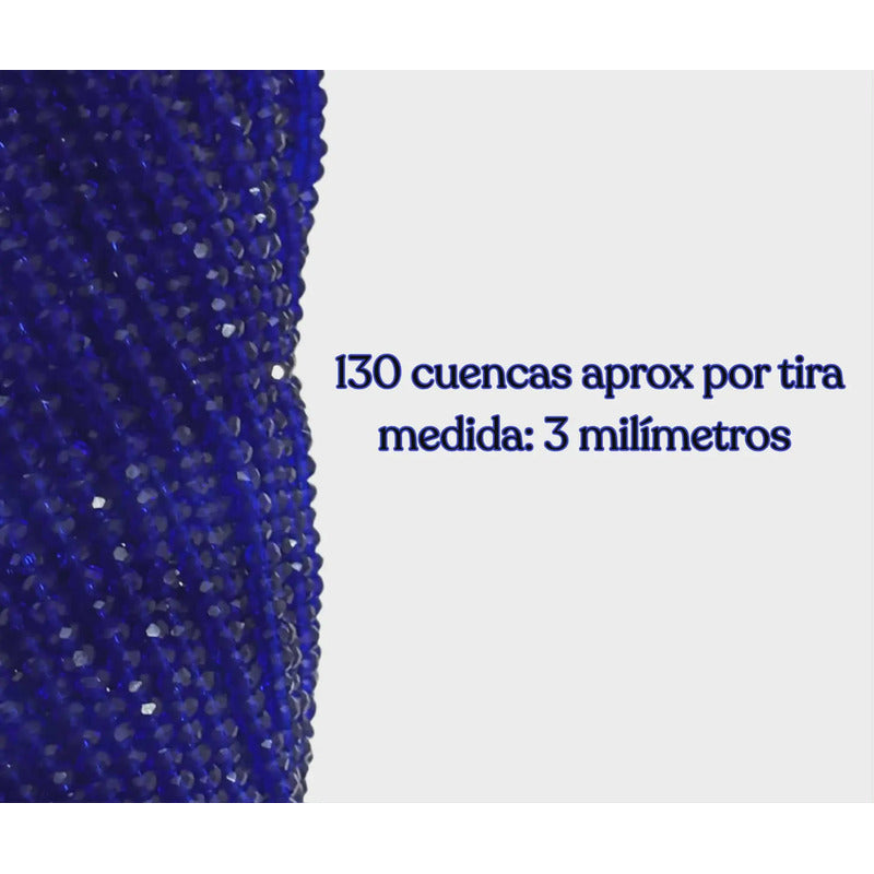 5 Tiras Cristal Checo Facetado 3mm Abalorio Bisutería 650pcs Azul Rey Transparente