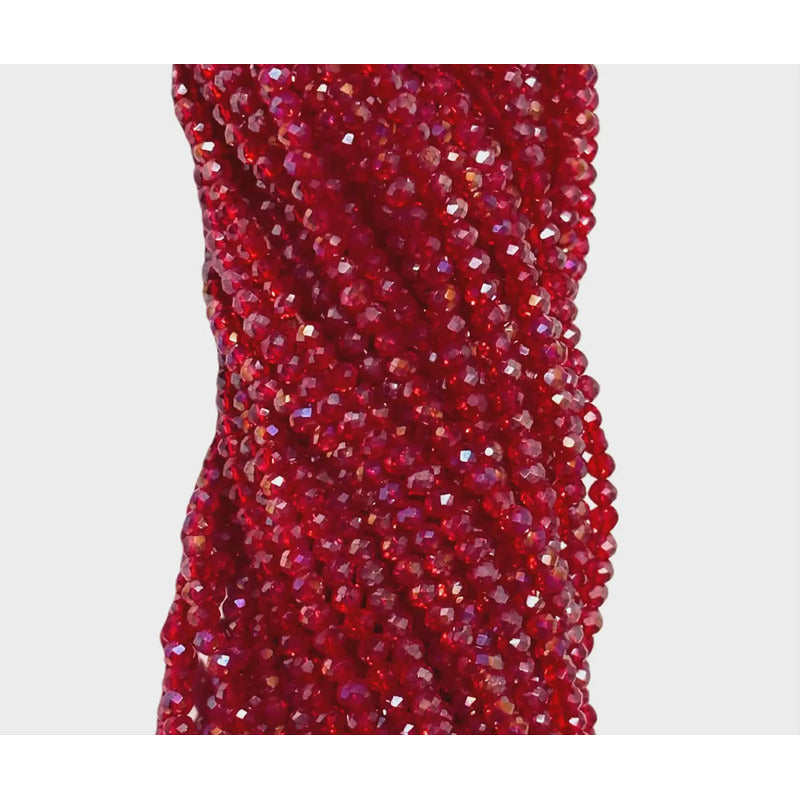 5 Tiras Cristal Checo Facetado 3mm Abalorio Bisutería 650pcs Rojo Transparente Tornasol