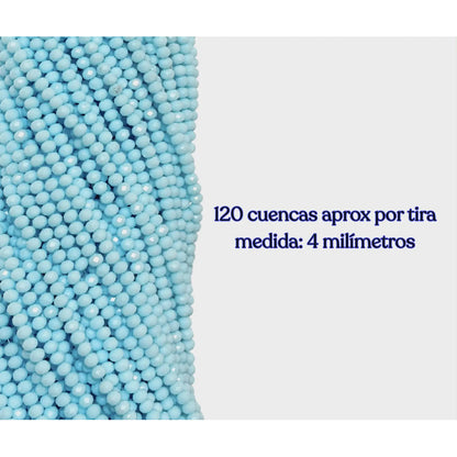 5 Tiras Cristal Checo Facetado 4mm Abalorio Bisutería 600pcs