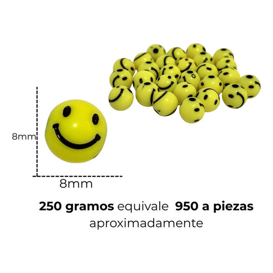 250 Grmos Abalorio Separador Acrílico Cuenca Bisutería Happy Face 8mm