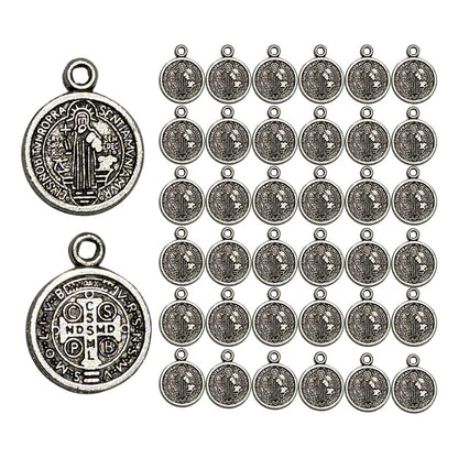 Dije Medalla San Benito Metal Chica 75 Piezas Plateado