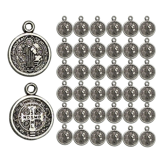 Dije Medalla San Benito Metal Chica 75 Piezas Plateado