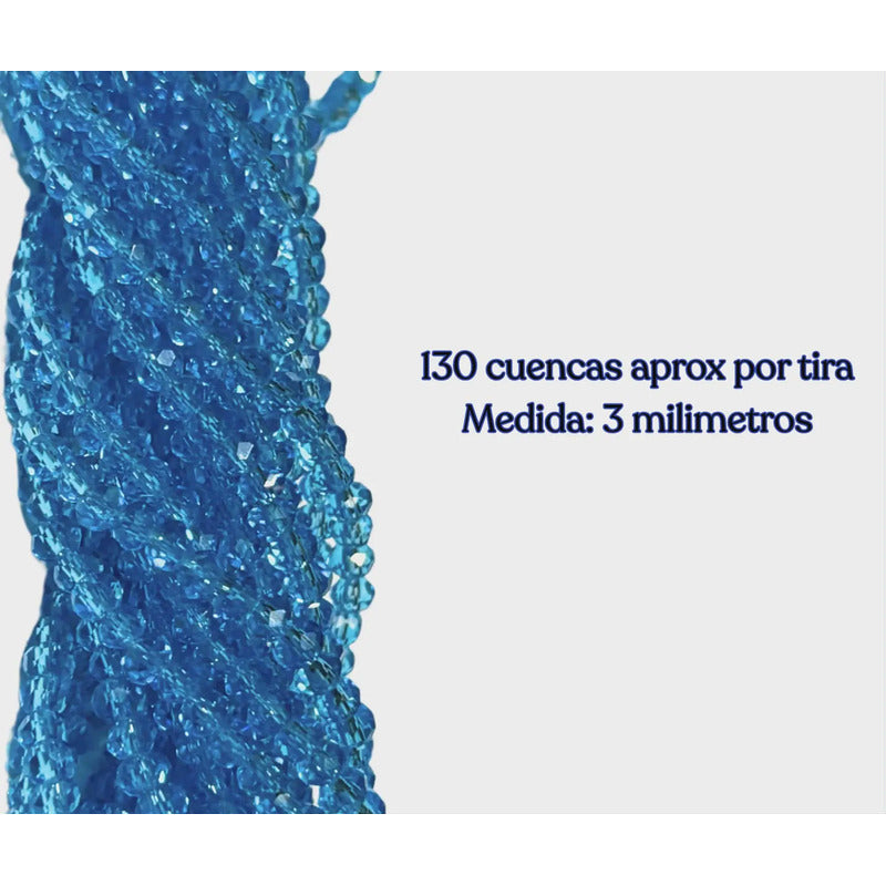 5 Tiras Cristal Checo Facetado 3mm Abalorio Bisutería 650pcs Azul Transparente