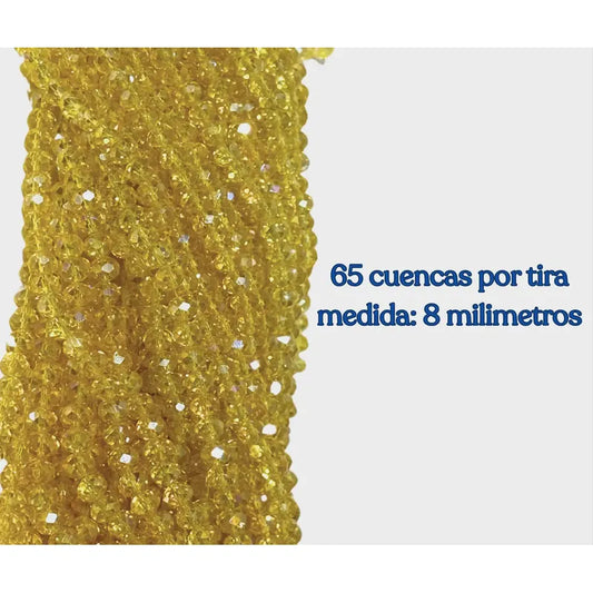 5 Tiras Cristal Checo Facetado 8mm Abalorio Bisutería 325pcs