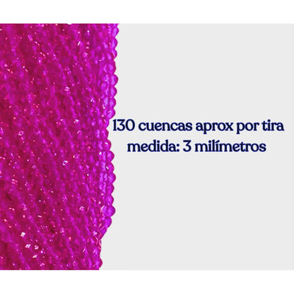 5 Tiras Cristal Checo Facetado 3mm Abalorio Bisutería 650pcs Fiusha Transparente